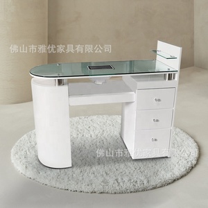 Table de manucure avec aspirateur intégré, table de manucure individuelle, table de manucure, table de manucure avec finition peinture blanche, table de manucure avec plateau en verre - Product Image 5