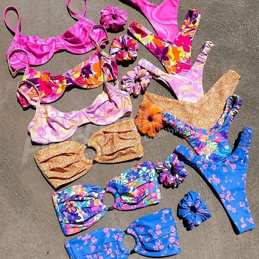 OEM Sportswear Recycled Customized Swimsuit Women Hot Sale Custom Print Swimming Suits Backless Two Piece Bikini