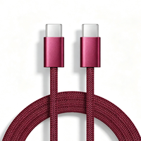 Câble de charge rapide Phone 18 rouge vin 1m PD, câble USB-C vers USB-C original 1m, câble tressé Type-C 3ft 60W à charge rapide