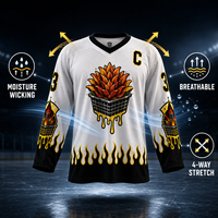 Jersey Hoki Es Sublimasi Custom Cepat Kering Bahan Polyester Bernapas Seragam Tim dengan Nama dan Nomor untuk Pria Remaja Grosir