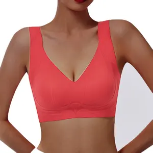 Sujetador sin costuras de entrenamiento de cobertura completa para mujer gorda colección lateral de soporte suave push up 2XL sin anillos de acero Sujetador deportivo de yoga para fitness