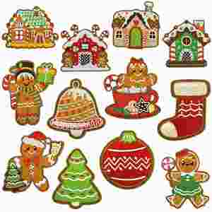 Accessoires thermocollants adhésifs à chaud : Écussons brodés de Noël à motifs de dessins animés, badges cadeaux de fêtes pour la décoration de vêtements et de chapeaux - Product Image 1