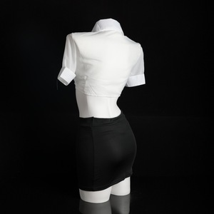 Lemon Story - Blusa de uniforme sexy de manga corta con lazo frontal para mujer, disfraz de juego de rol 9105 - Product Image 3