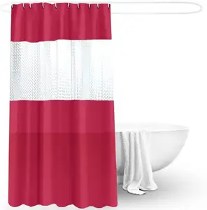 CF BCJ09 3D Spliced Peva Shower Curtain Waterproof Bathroom Curtain Thickened With Hooks Vintage Shower Curtains Decor