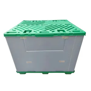 Chariot élévateur boîte de palette en plastique pliable caisse pliable PP boîte en plastique ondulé fournisseur de palettes avec couvercles