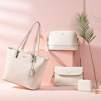 Tas tangan wanita mode diskon besar-besaran tas kulit Pu wanita harga murah tas tangan wanita Set tas tangan Pu 4 buah dalam 1 Set