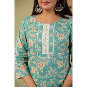 Nueva moda tradicional indio algodón Kurti conjunto con bordado hecho a mano de alta calidad señoras Kurta para el verano al por mayor - Product Image 5