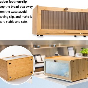 กล่องขนมปังไม้ไผ่ LK-Bread Box 2 ฝาพับ สีไม้ธรรมชาติ สำหรับจัดเก็บขนมและเครื่องปรุงบนโต๊ะ - Product Image 2