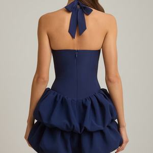 Nouvelles Arrivées OEM Robes Plissées pour Femmes, Style Boutique, Soirée et Club, Col Halter, Superposées, Ourlet Bouffant, Mini Robe Corset - Product Image 2