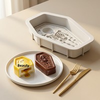 Moule en silicone de qualité alimentaire pour Halloween, best-seller, en forme de cercueil, squelette 3D, pour chocolat, gâteau créatif à la mousse