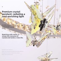 Lámpara de Araña LED de Cristal de Lujo, Moderna, con Anillo, Tamaño Mediano, Antideslumbrante, para Sala de Estar, Comedor, Dormitorio