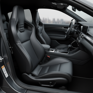 Asiento de Auto Deportivo de Cuero Sintético Negro con Diseño Deportivo para Mejora Interior D0100X3CWJT - Product Image 2