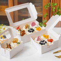 Caja de Embalaje para Pasteles con Logotipo Personalizado, Cajas para Pasteles con Ventana y Asa para Panadería, Postres y Comida para Llevar