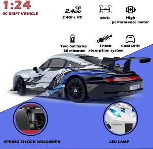 Auto <span class=keywords><strong>RC</strong></span> <span class=keywords><strong>Drift</strong></span> 1:24 con Telecomando 2.4 GHz 4WD, Velocità Regolabile, Luci LED, Regalo per Bambini - Product Image 3