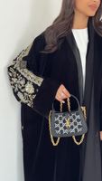 Ensemble Abaya et Hijab de Luxe Personnalisé en Velours Perlé pour Femme, Style Élégant, Robe Musulmane Ouverte, Vente en Gros Dubaï 2026