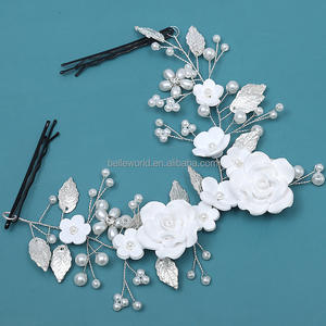 <span class=keywords><strong>Couronne</strong></span> de cheveux de mariée en <span class=keywords><strong>céramique</strong></span> faite à la main BELLEWORLD bijoux de mariage pour femmes en strass accessoires vente chaude - Product Image 4