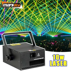 Pro 10w RGB Laser Light Events Night Club ILDA Laser Show System Equipment 40Kpps Stage 3d Animation Projector Laser Light