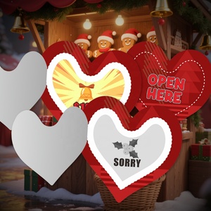 Heart Shape Pull Tab Ticket Custom Recyclable <b>Paper</b> Offset Printing 1 Instant Win Christmas Design for Usa - Product Image 4