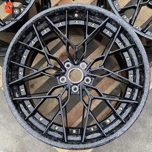 Gloss Black Two Piece Forged <b>Wheel</b> Deep Dish <b>Spoke</b> Rim Wrapped Carbon Fiber Surface Custom PCD ET High Performance Auto Hub - Product Image 1