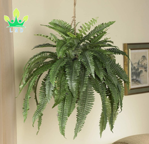 Tanaman Hias <span class=keywords><strong>Boston</strong></span> Fern Buatan dalam Keranjang Gantung, Dekorasi Dinding Rumput Tahan Lama untuk Interior/Eksterior Rumah, Kantor, atau Taman - Product Image 5