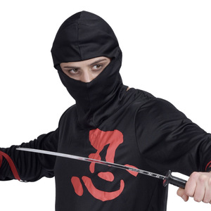 Costume de cosplay Ninja noir avec accents rouges, tenue d'Halloween pour adulte, ensemble complet - Product Image 2