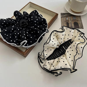 Pince à cheveux élégante en tissu et plastique à double couche, motif pois ondulés, style français, pour femme - Product Image 6