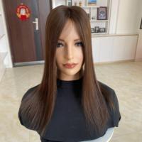 Vente en gros de postiches en cheveux humains 100% faits à la main, alignés sur la cuticule, toupet mono 5*6 # Couleur 1C pour femme blanche