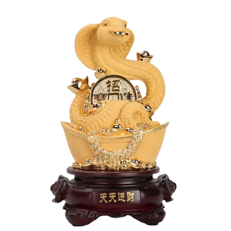 Gouden Hars Feng Shui Standbeeld Home Office Desktop Decoratie Zodiac Sculptuur Collectie Geschenk Woonkamer Ambachten