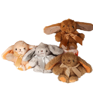 Conejito de Peluche Suave con Orejas Caídas, 30 cm, Sentado, con Lazo, Relleno de Algodón PP, Alivia el Estrés, Regalo de Pascua - Product Image 1
