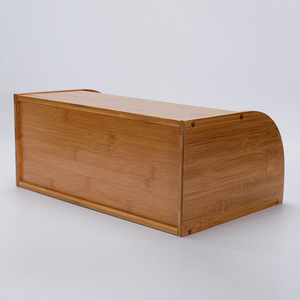 Bamboo Bread <b>Box</b> Storage Container With Lid Tabletop Kitchen Organizer For Bread And Snacks - Product Image 4