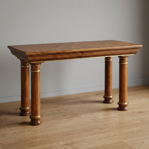 Traditional Mahogany <b>Console</b> <b>Table</b> with Fluted Legs Handmade <b>Storage</b> Antique Style Living Room Furniture - Product Image 4