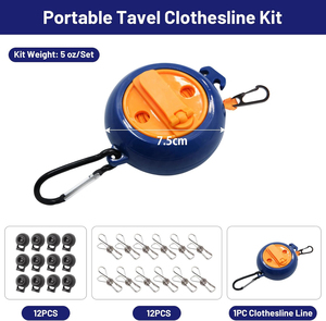 Tendedero portátil retráctil para ropa de viaje con Clips para ropa para lavandería interior línea de secado Camping al aire libre - Product Image 6