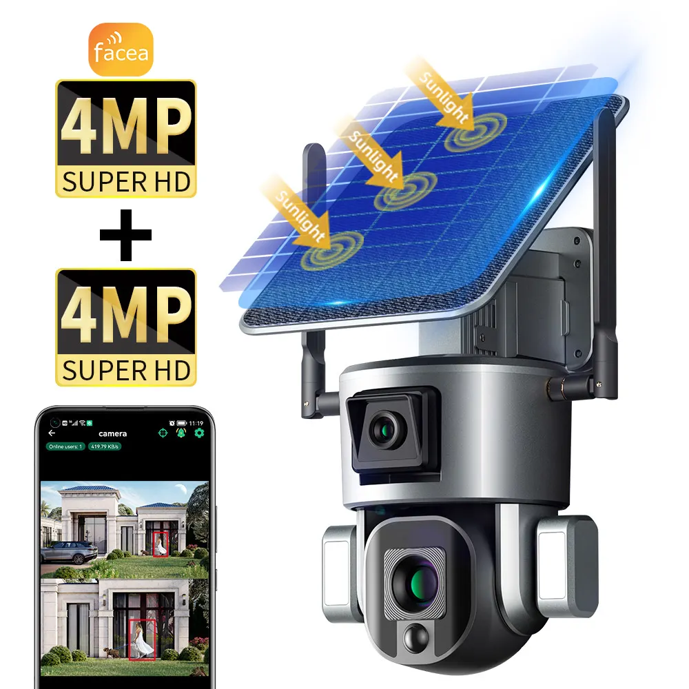 Facea New Camara Solar Smart Home Online 2K HD Vigilancia bombilla baterías WIFI seguridad al aire libre CCTV Cámara solar