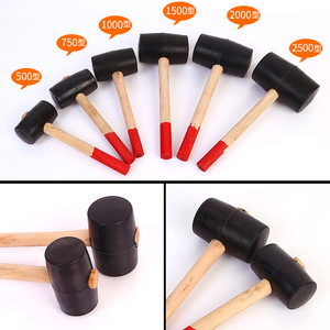 Wooden Handle Black Rubber <b>Hammer</b> Round Head Tiling Installation Tool Construction DIY Use - Product Image 5