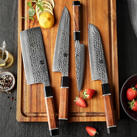 Ensemble de couteaux de cuisine XINZUO 4 pièces en acier Damas japonais à 67 couches avec manche en bois de fer du désert