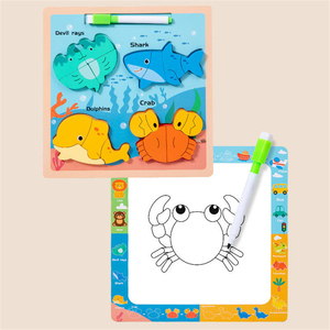 ชุดของเล่นระบายสี<span class=keywords><strong>2</strong></span> in 1สำหรับเด็กลายการ์ตูนไดโนเสาร์3D ไม้แผงจับคู่กระดานวาดภาพสำหรับเด็กปฐมวัย - Product Image 5