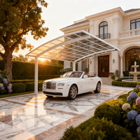 Abri de voiture moderne de luxe en aluminium, arqué, durable, imperméable, pour l'extérieur, abri de stationnement pour voiture, taille personnalisée, garantie de 10 ans