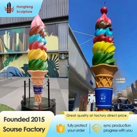 Grande sculpture géante de cornet de crème glacée 3D de 1,5m à 4,0m pour la décoration de magasin de crème glacée