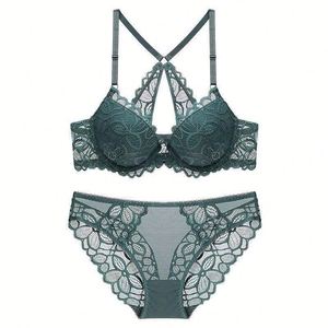 Conjunto de Lencería 2024 con Encaje, Brasier Push-Up Transpirable sin Costuras y Bragas con Efecto Levanta Glúteos, con Logotipo Bordado en la Cintura - Product Image 3