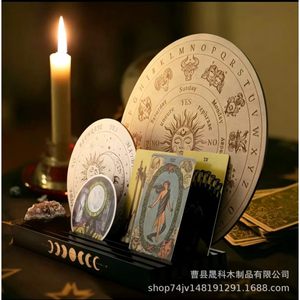 Estante de exhibición de cartas de tarot, organizador de almacenamiento de escritorio de madera de bambú negro para tarjetas e insignias, diseño de estante - Product Image 5