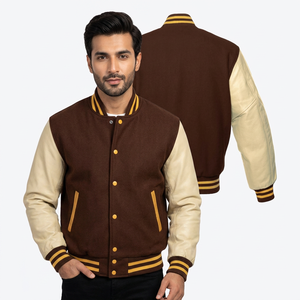 Veste universitaire formelle décontractée pour hommes, haute qualité, grandes tailles, logo personnalisé, veste épaisse avec manches en cuir – Vente en gros - Product Image 1