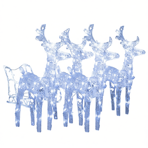 Renos y trineo inflables de acrílico con 240 luces LED, decoración navideña para exteriores, para decoración de jardín en días festivos. - Product Image 1