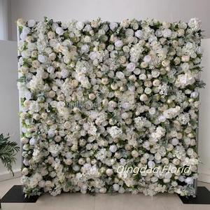 Décoration de fond de scène de mariage personnalisée J36, toile de fond florale en soie artificielle blanche pure de 8 pieds, toile de fond de <span class=keywords><strong>fleurs</strong></span> artificielles - Product Image 4