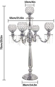 Porte-bougies en cristal à 5 bras, pièce maîtresse de candélabres avec élégantes gouttes de cristal suspendues pour fête de mariage, décoration de maison - Product Image 4