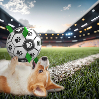 Tren Terbaru 2026 Bola Sepak Bola Dunia Mainan Anjing Bahan Pu Ramah Lingkungan Bola Latihan Sepak Bola Mainan Kustom Logo Perlengkapan Hewan Peliharaan