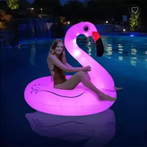 2023 Inflatable Flamingo hồ bơi nổi với đèn năng lượng mặt trời