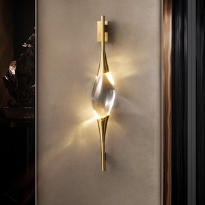 Applique murale en cristal K9 <span class=keywords><strong>de</strong></span> luxe, entièrement en cuivre, moderne et simple, applique murale <span class=keywords><strong>pour</strong></span> tête <span class=keywords><strong>de</strong></span> <span class=keywords><strong>lit</strong></span> <span class=keywords><strong>de</strong></span> chambre à coucher, applique murale décorative <span class=keywords><strong>pour</strong></span> couloir, art LED - Product Image 4