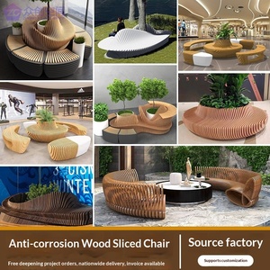 Banco de Madera Maciza para Exteriores, Asiento Irregular, Anticorrosión, Hecho a Medida, Silla de Descanso para Centro Comercial, Guangdong - Product Image 4