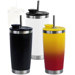 <span class=keywords><strong>Gobelet</strong></span> isotherme en acier inoxydable de 20 oz avec couvercle magnétique breveté et paille rétractable automatique – Mug de voyage premium - Product Image 2