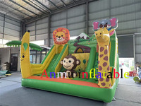 Vente de trampoline et toboggan gonflables sur le thème du zoo, en PVC, préférés des enfants. Taille personnalisable disponible.